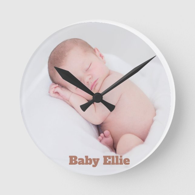Anpassningsbar Photo Baby Ellie Rund Klocka (Framsida)