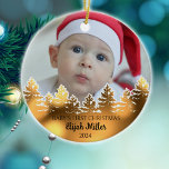 Anpassningsbar Photo Baby första jul Julgransprydnad Keramik<br><div class="desc">Det här prydnadsämnet "Baby:s första jul" har anpassningsbarnas foto,  namn och år.</div>