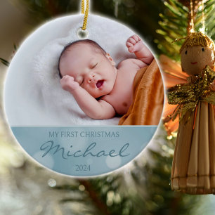 Anpassningsbar Photo Baby första jul Julgransprydnad Keramik