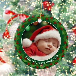 Anpassningsbar Photo Baby Första jul Julgransprydnad Keramik