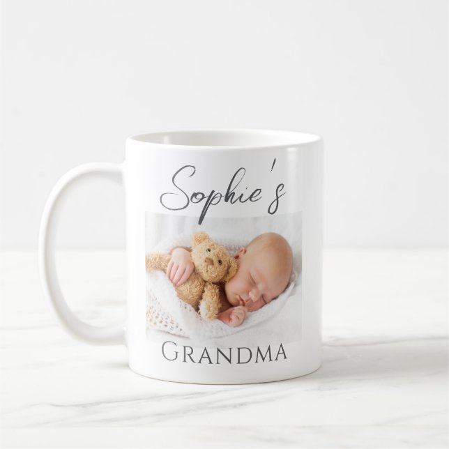 Anpassningsbar Photo Baby Grandma Mugg (Vänster)
