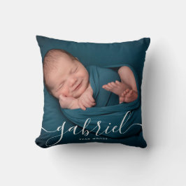 Anpassningsbar Photo Baby Namn Template Keepsak Kudde