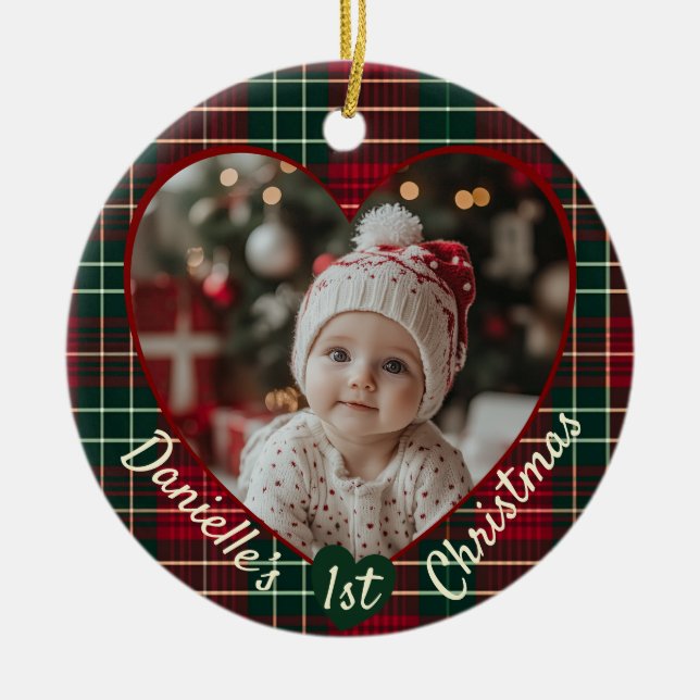 Anpassningsbar Photo Baby's First Julgransprydnad Keramik (Framsidan)