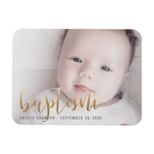 Anpassningsbar Photo Baptism Guld Calligraphy Magnet