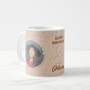 Anpassningsbar Photo Beige Background Kaffemugg