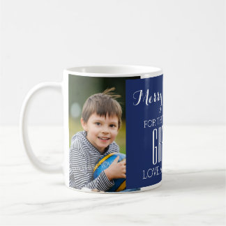 Anpassningsbar Photo Best Grandpa jul Mugg Blue