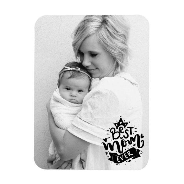 Anpassningsbar Photo Best Mamma All Black Script G Magnet (Vertikal)