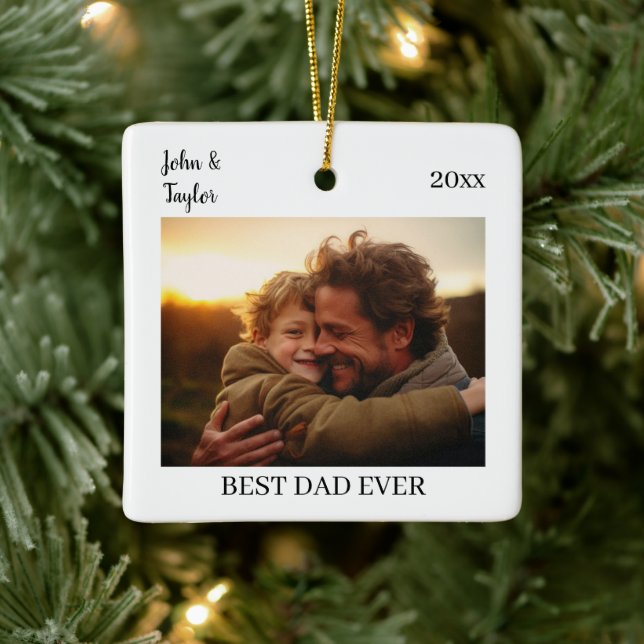 Anpassningsbar Photo | Best Pappa Gift | Minnesjul Julgransprydnad Keramik (Träd)
