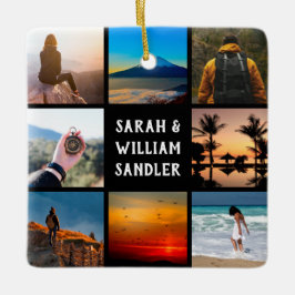 Anpassningsbar Photo Bild Collage och Text jul Julgransprydnad Keramik