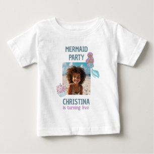 Anpassningsbar Photo Black Girl Sjöjungfru Födelse T Shirt