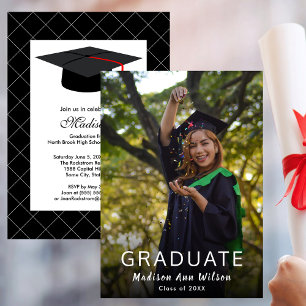 Anpassningsbar Photo Black Grad Cap-Studentfest Inbjudningar