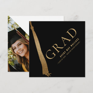 Anpassningsbar Photo Black Guld Tassel Unik Studen Tack Kort