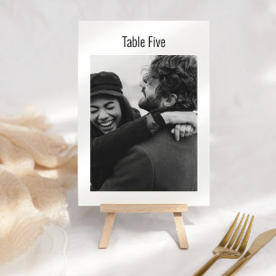 Anpassningsbar Photo Black White Minimalist Modern Bordsnummer