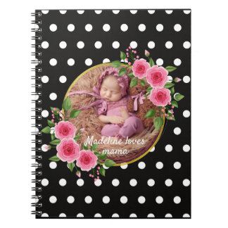 Anpassningsbar Photo Black White Polka Dot Mor's D Anteckningsbok