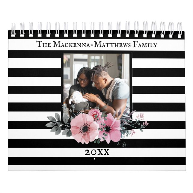 Anpassningsbar Photo Blommigt Rand Skapar din egen Kalender (Omslag)