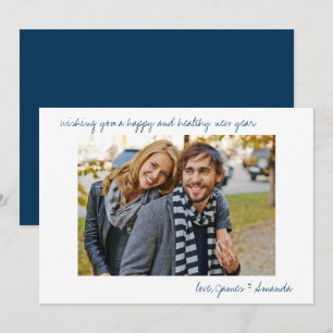 Anpassningsbar Photo Blue Avslappnad Script - mini Julkort