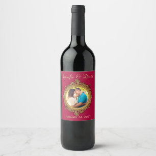Anpassningsbar Photo Bröllop Vin etikett