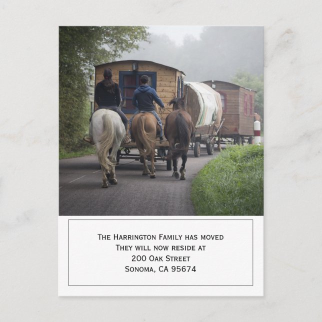 Anpassningsbar Photo Caravan Riders on Horses Flyt Meddelande Vykort (Framsida)