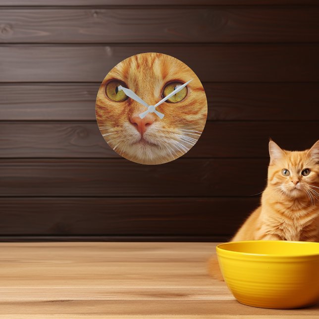Anpassningsbar Photo Cat Hund Pet Family Personlig Rund Klocka (Skapare uppladdad)