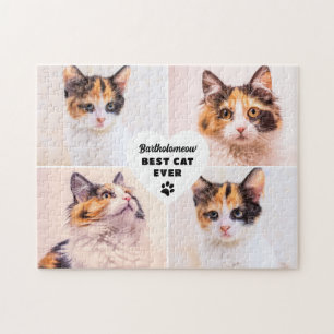 Anpassningsbar Photo Cat Paw Print Personlig Namn Pussel