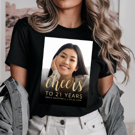 Anpassningsbar Photo Cheers 21:a födelsedag Party T Shirt