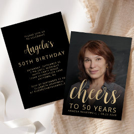Anpassningsbar Photo Cheers 50:e Födelsedagsfesten Inbjudningar