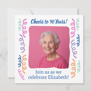 Anpassningsbar Photo Cheers till 90 års födelsedag Inbjudningar