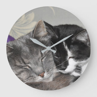 Anpassningsbar Photo Clock Cats Cuddling Stor Klocka