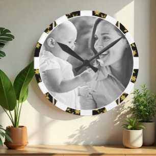 Anpassningsbar Photo Clock, personalize, family, e Rund Klocka