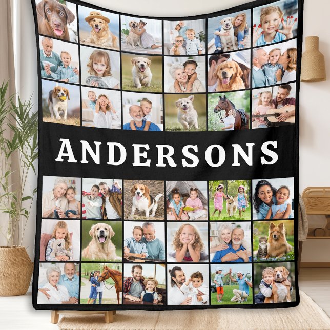 Anpassningsbar Photo Collage 36 Personlig Modern F Fleecefilt (Skapare uppladdad)