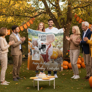 Anpassningsbar Photo Collage Baby Birthday Namn Fleecefilt