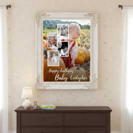 Anpassningsbar Photo Collage Baby Birthday Namn Poster