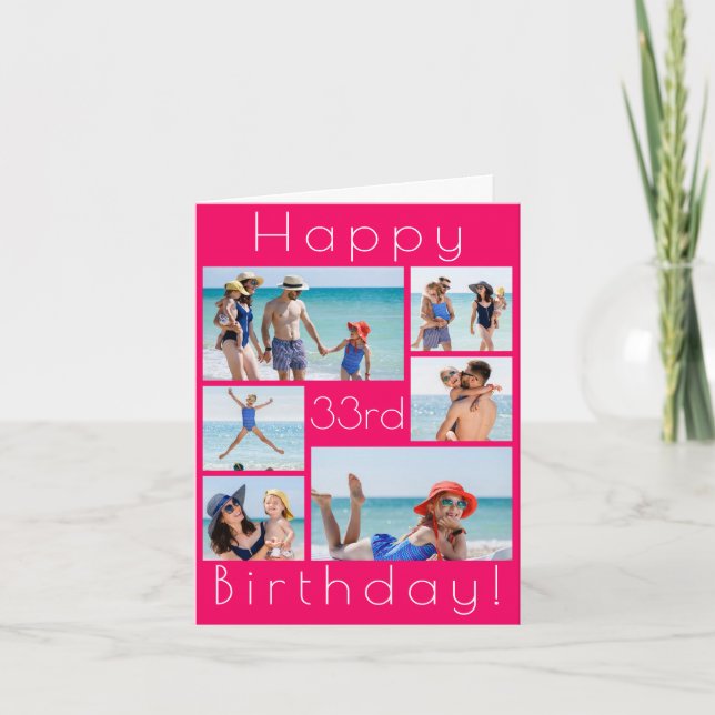 Anpassningsbar Photo Collage Birthday Card - Valfr Kort (Framsida)