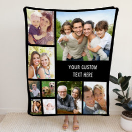 Anpassningsbar Photo Collage Black Fleecefilt