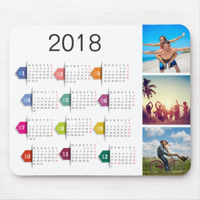 Anpassningsbar Photo Collage Calendar Musmatta (Framsidan)