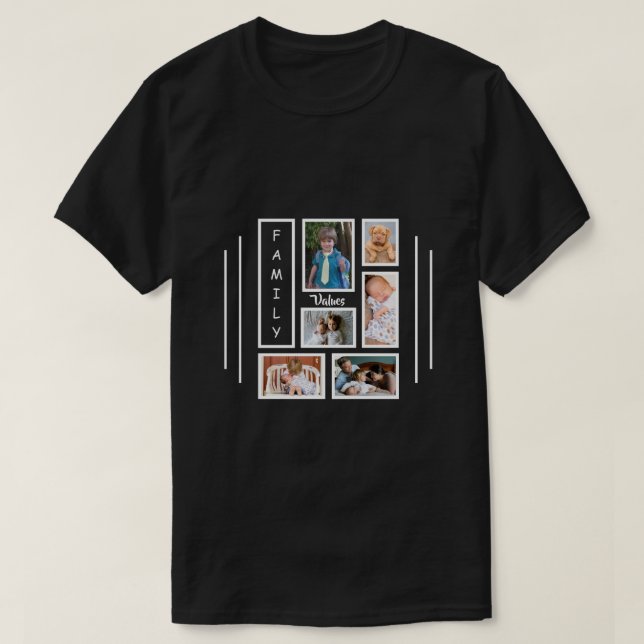 Anpassningsbar Photo Collage Design Manar Black T Shirt (Design framsida)