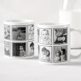 Anpassningsbar Photo Collage Elegant Modern Black  Kaffemugg