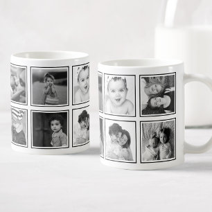 Anpassningsbar Photo Collage Elegant Modern Black Kaffemugg
