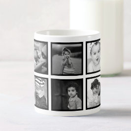 Anpassningsbar Photo Collage Elegant Modern Black  Kaffemugg