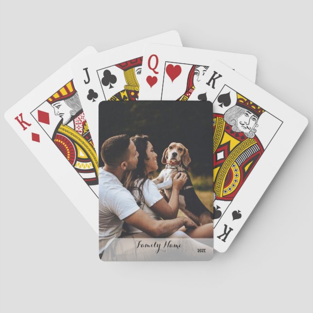 Anpassningsbar Photo Collage Family Namn-vita Poke Casinokort (Baksidan)