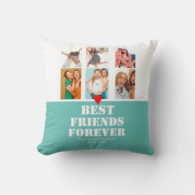 Anpassningsbar Photo Collage Gift BFF Bestie Cute  Kudde (Framsida)