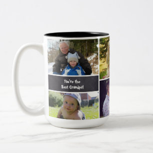 Anpassningsbar Photo Collage Grandpa Two Toned Mug Två-Tonad Mugg