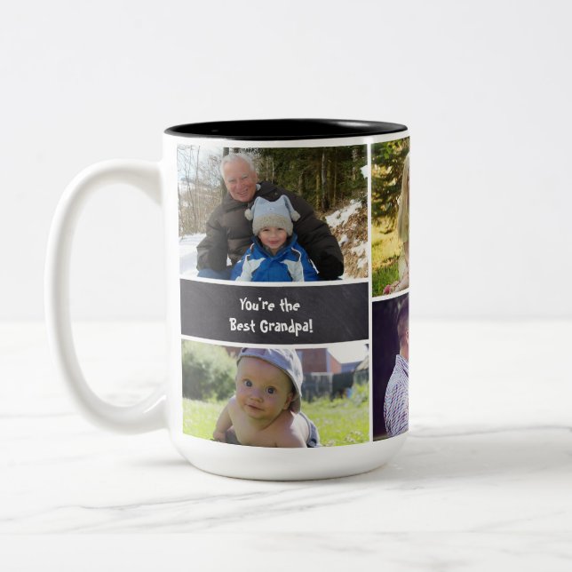 Anpassningsbar Photo Collage Grandpa Two Toned Mug Två-Tonad Mugg (Vänster)