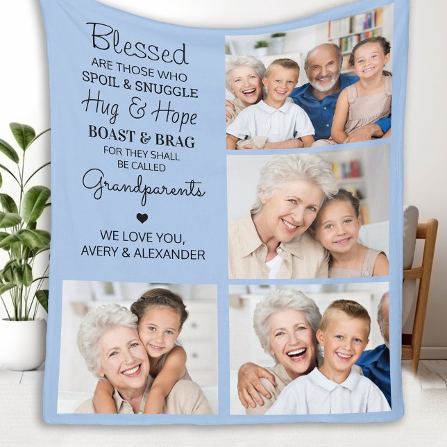 Anpassningsbar Photo Collage Grandparent Fleecefilt (Skapare uppladdad)