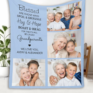 Anpassningsbar Photo Collage Grandparent Fleecefilt