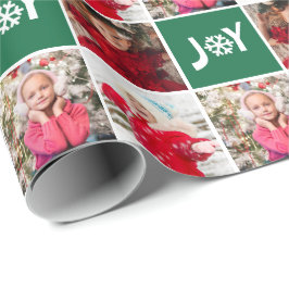 Anpassningsbar Photo Collage Grönt Joy jul Presentpapper