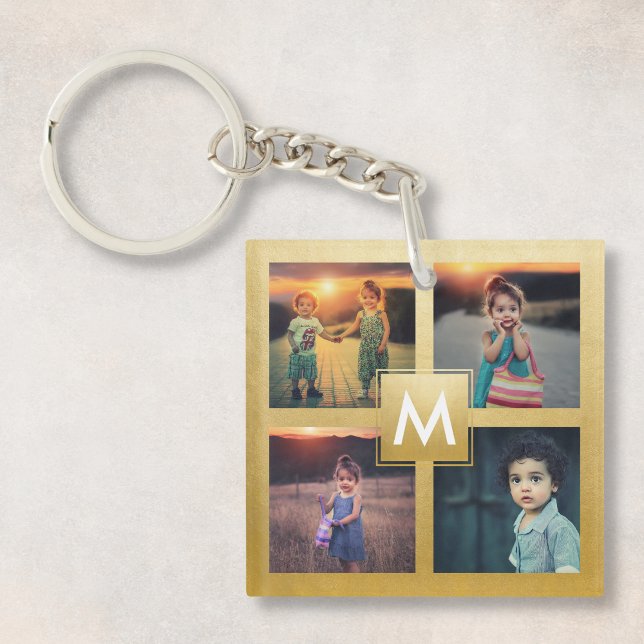 Anpassningsbar Photo Collage Guld Monogram Keepsak (Skapare uppladdad)
