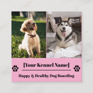 Anpassningsbar Photo Collage Hund Kennel Affärskor Fyrkantigt Visitkort