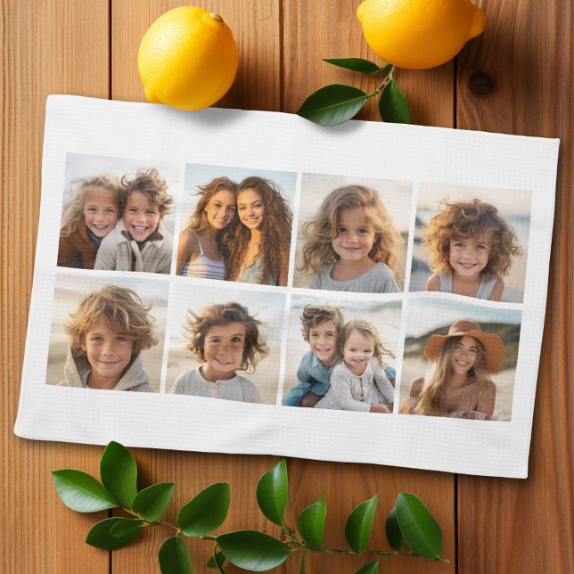 Anpassningsbar Photo Collage med kvadratfoton Kökshandduk (Personalized kitchen towel with photo collage)