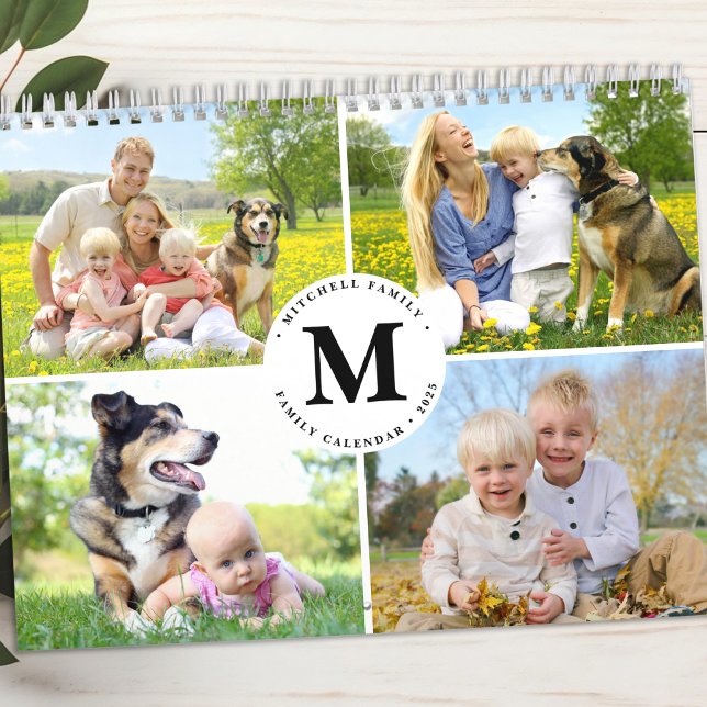 Anpassningsbar Photo Collage Modern Family Monogra Kalender (Skapare uppladdad)